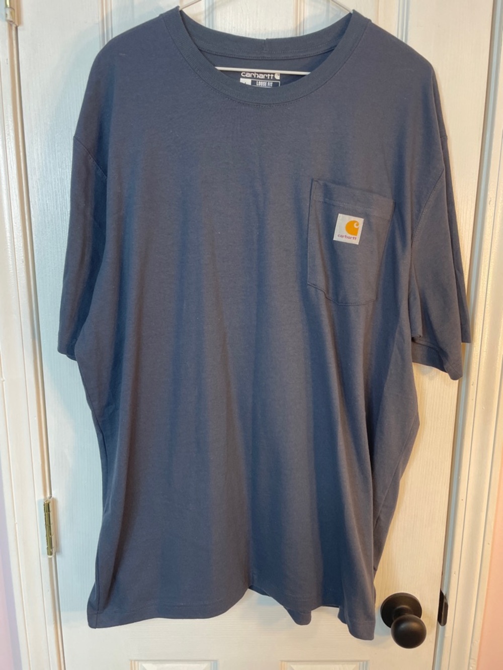 Carhartt Men’s Slate Blue Pocket Tee. L but fits like XL